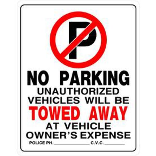 Hillman Group 842196 No Parking Sign 19x15 Red Black and White