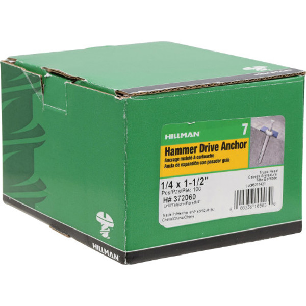 Hillman Group 372060 Hammer Drive Anchor 1/4 x 1-1/2 In 100-Pack