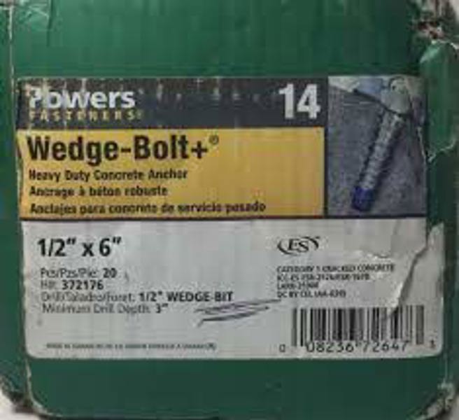 Hillman Group 372176 Wedge Bolt 1/2 In x 6 In