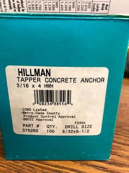 Hillman Group 375292 Concrete Screw 3/16 In x 4 In