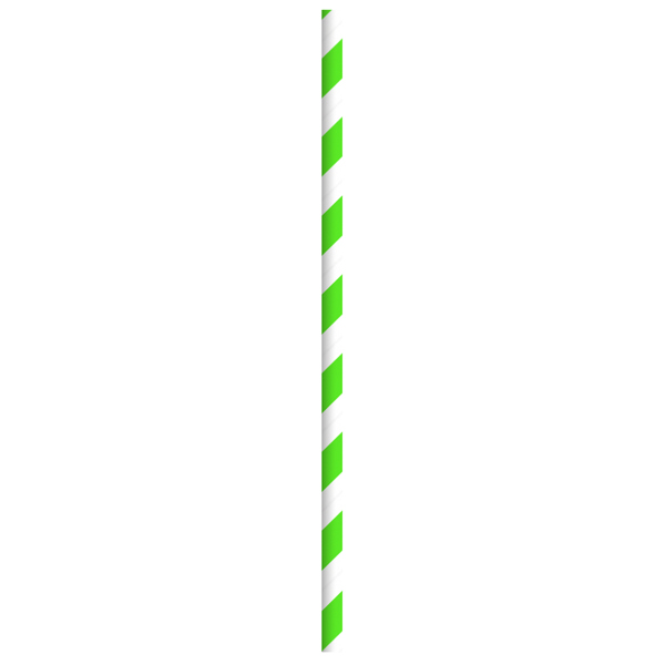 PacknWood 210CHP19 Green Striped Paper Straws 7.75 In Wax Coated 500 Pcs