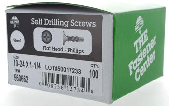 560662 10-24x1-1/4 In Hex Washer Pan Flat Head Phillips Sheet Metal Screw