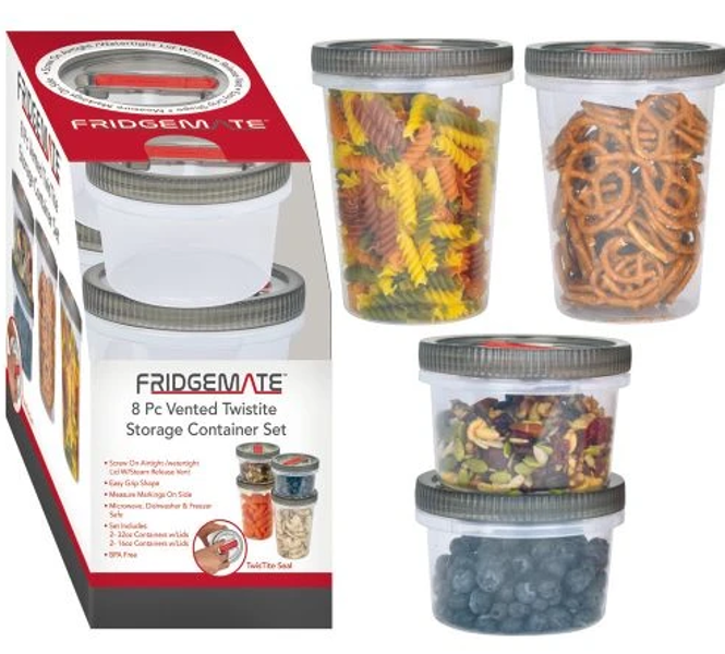 Frigidaire FGD43305 Twistite Container Set 8 Pc 2-32 Oz Containers with Lids 2-16 Oz Containers