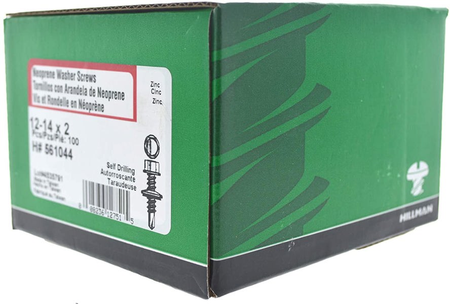 Hillman 561044 HWH Neoprene Washer Screw 12 14X2 Self Drilling Steel