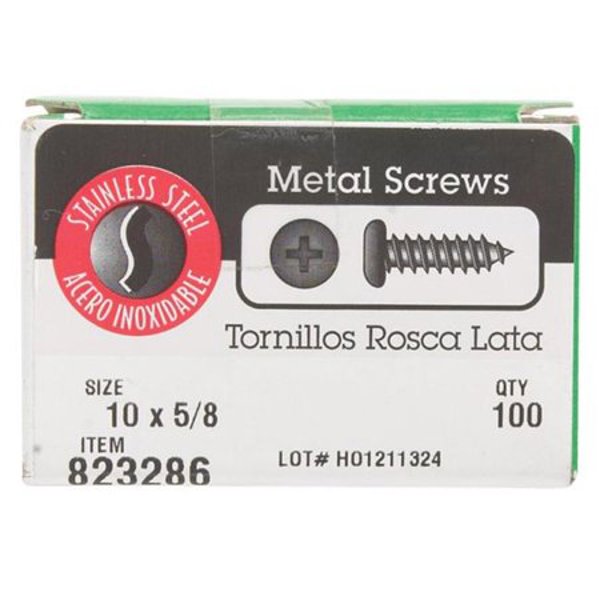Hillman Group 823286 Pan Head Sheet Metal Screw 10 X 5/8 Phillips
