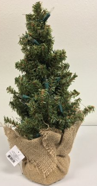 Gerson Company 1061380 Christmas Tree 18 Inch Pre Lit 148 Tips 35 UL Clear Indoor Light Burlap Base