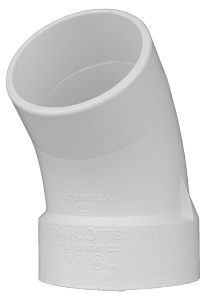Charlotte 00323 Bend Street 4 DWV 1/8 PVC Pipe Fitting