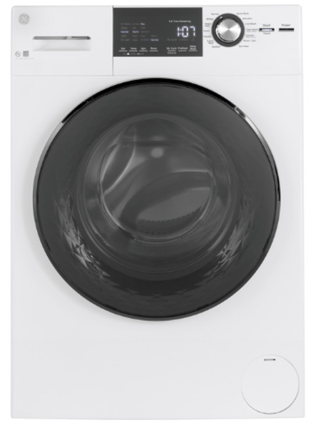 GE Appliances GFW148SSMWW Front Load Washer with Steam 14 Wash Cycles 1400 RPM Stainless Steel Basket Touch Controls White