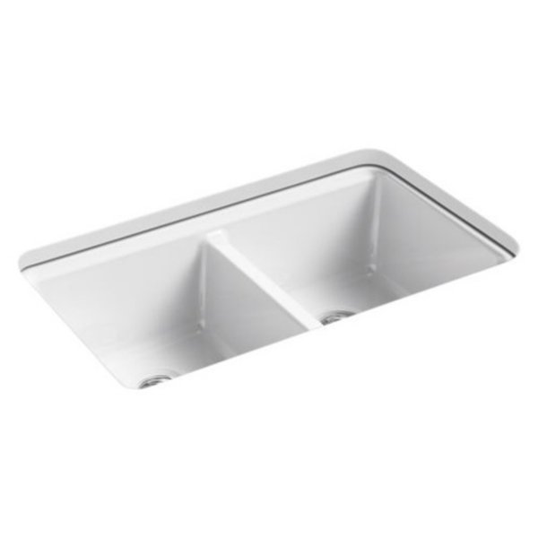 Kohler 8679-5UA3-0 Undermount Kitchen Sink 33 In X 22 In X 9-5/8 In White with Accessories