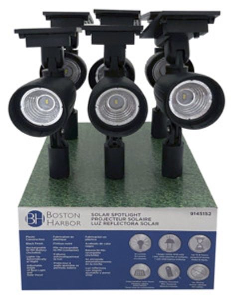 Boston Harbor 9145152 Solar Spotlight Black Plastic Black