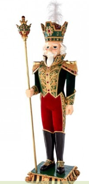 Regency International MTX63723 Royal Nutcracker 74 In Resin Multicolor Jeweled with Plume