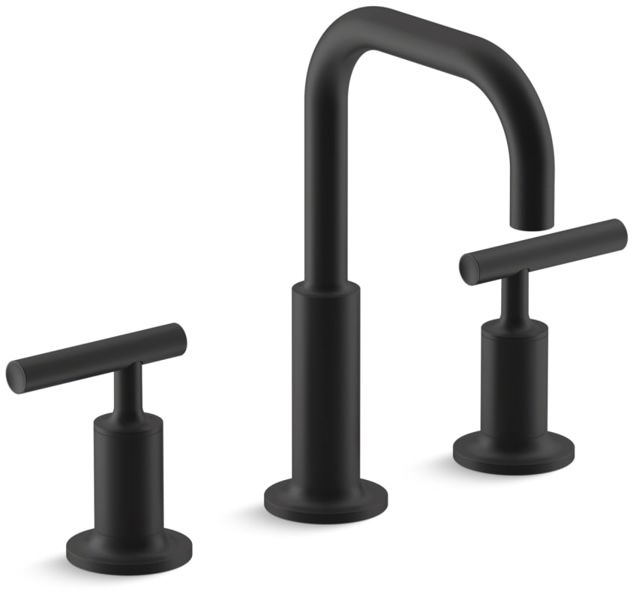 Kohler 14406-4-BL Lavatory Widespread Faucet Matte Black with Low Lever Handles