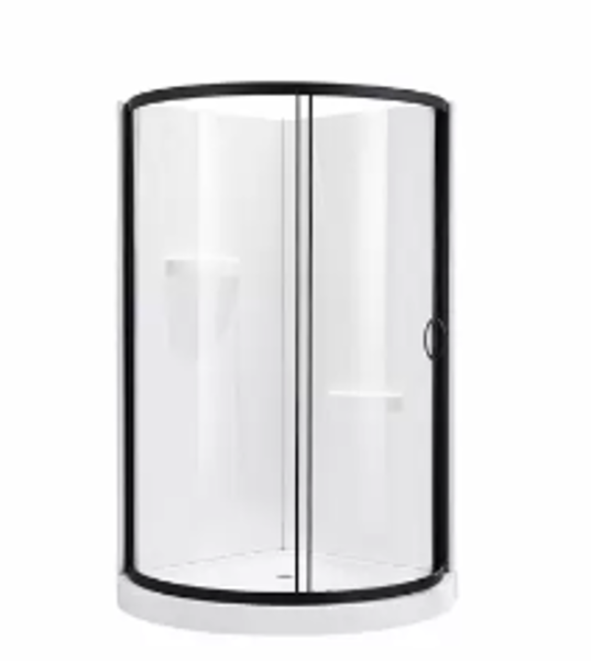 OVE BREE38 Shower Kit 38 Inch Matte Black Walls Base and Door