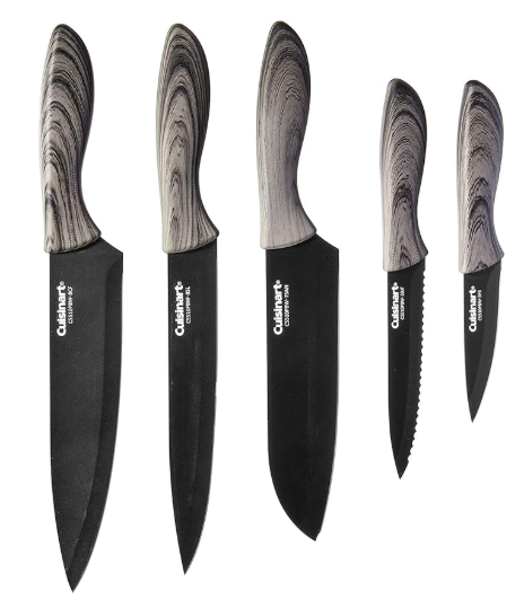Cuisinart/Waring C55-10PBW 10 Piece Knife Set Ceramic Coated Faux Wood Black