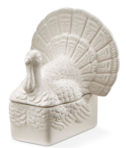 TAG G15919 Turkey Butter Dish White Antique