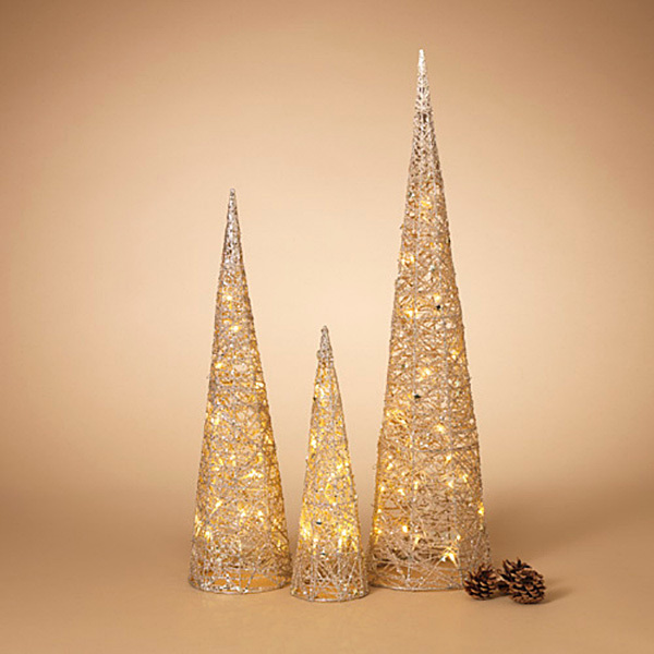 Gerson Company 2429640L Lighted Battery Operated Christmas Tree Cones