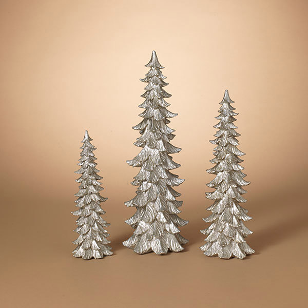Gerson Company 2595440 Set of 3 Resin Champagne Trees Gold