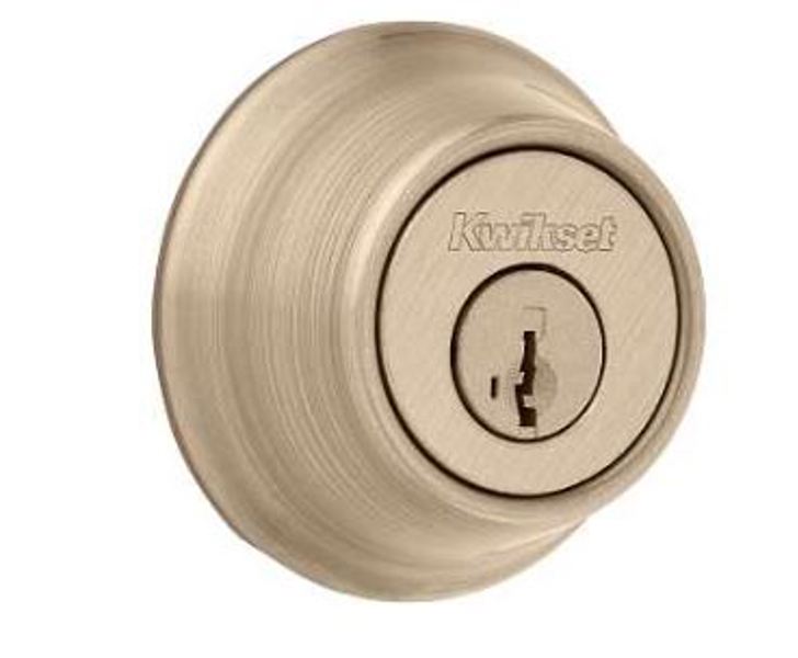 Kwikset 6605SMTCPRCALK6 Deadbolt Door Lockset Antique Brass Single Brass