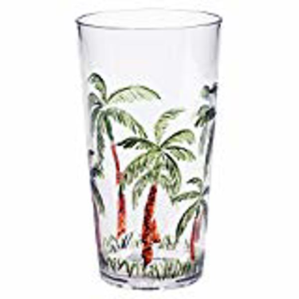 MERRITT INTERNATIONAL, INC 25420 Palm Breeze Tumbler Set 26 Oz Capacity 4 Piece Embossed Pool and Patio Glass Set