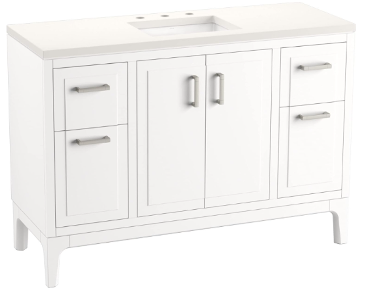 Kohler 33554-ASB-0 Vanity 48x18 In with Sink and Quartz Top Double Door and Four Drawer