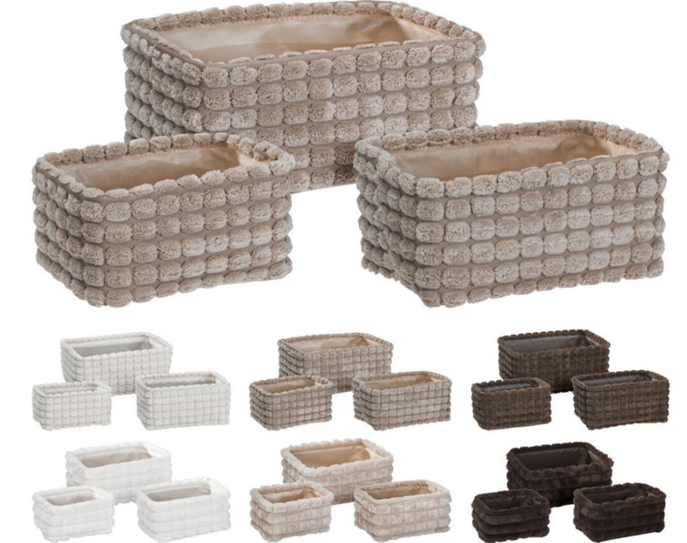 Koopman International MD1000010 Plush Basket Set 3 Assorted Colors