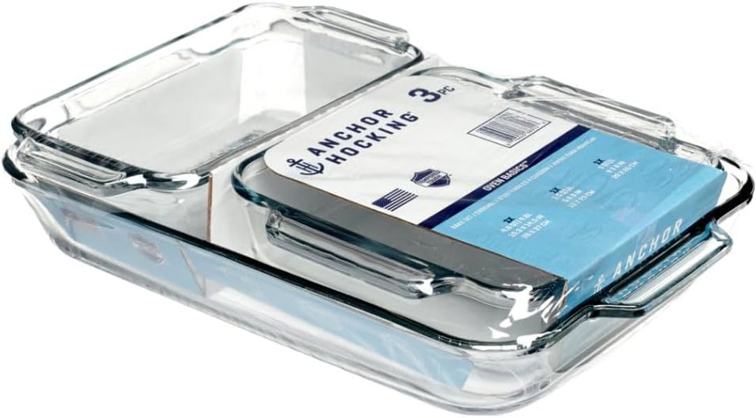 Anchor Hocking 68315L20 Bakeware Set 3 Pcs Clear Glass