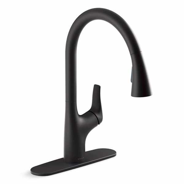 Kohler R33300-BL Pull Down Kitchen Faucet Matte Black with Two-Function Sprayhead