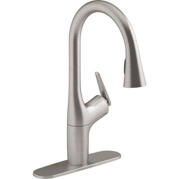 Kohler R24298-VS Pull Down Kitchen Faucet with Soap Dispensing Technology Vibrant Stainless Steel