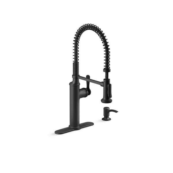 Kohler R10651-SD-BL Kitchen Sous Semi-Professional Kitchen Sink Faucet with Soap/Lotion Dispenser Matte Black