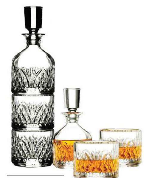 Hospitality Glass Brands HGS25560-004 Majesty Stacking Decanter Set 10 Oz Rocks Glasses 3 Piece Set