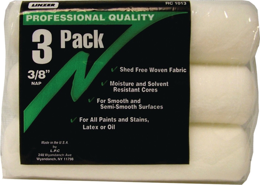 Linzer Products RC1013 Roller Cover 9 In 3/8 Nap Woven Fabric 3 Pack