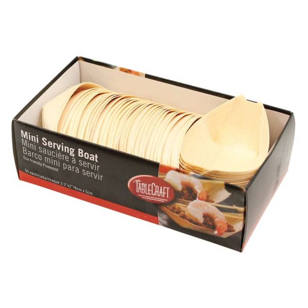 Tablecraft BAMDB3 Mini Wood Boat 3.5 In X 2 In Pack of 50