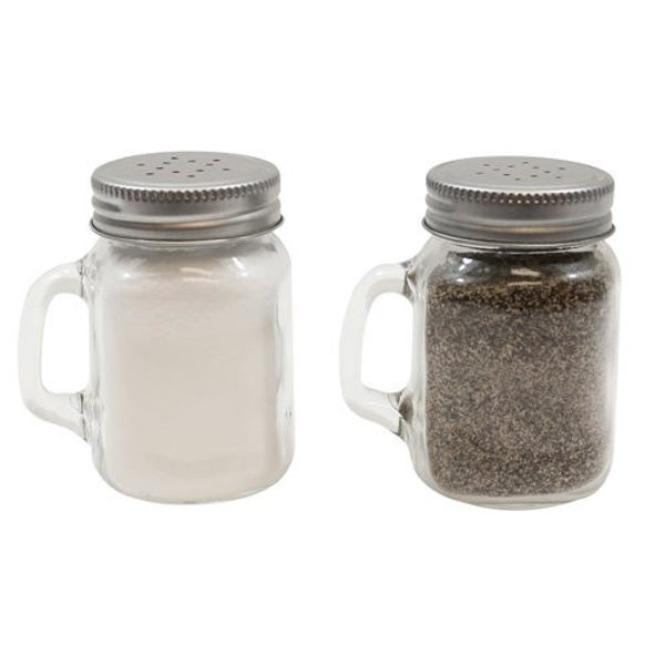 Tablecraft H475S&P Salt and Pepper Shaker Glass with Metal Lid