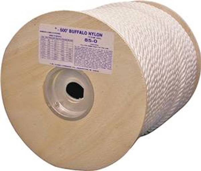 85-065 MIAMI CORDAGE MIAMI NR386C-FOOT Rope 3/8 In X 600 Ft Nylon White 407 Lb Working Load