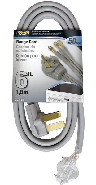 POWERZONE ORR628106 Range Cord 6 Ft 50 Amp 250 Volt Gray 6/2 & 8/1 SRDT