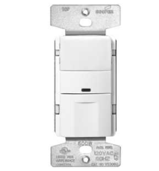 EATON-COOPER WIRING OS306UWKL Motion Sensor Switch 120V 1-Pole 180 Degree White
