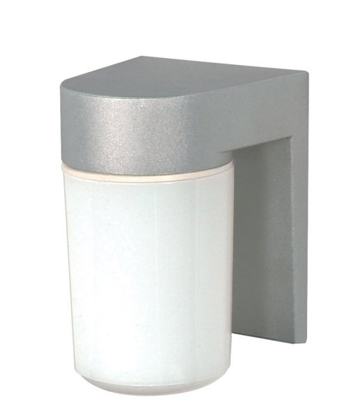 Satco S77-136 Outdoor Utility Light 1-LT 100 Watts Satin Aluminum White Glass Cylinder