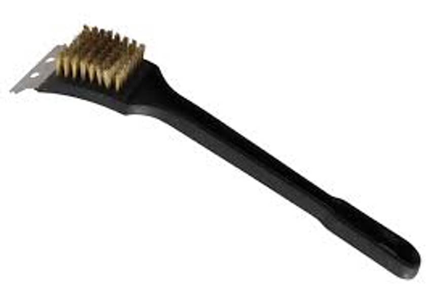 Winco BR-12 Oven Grill Brush 12 In Brass Wire Brush with Scraper Brass