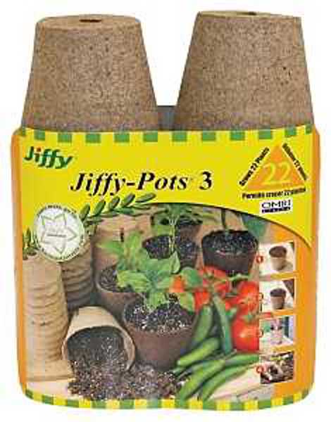 JIFFY PRODUCTS JP322 Round Seed Starting Pots 3 In Canadian Sphagnum Peat Moss and Wood Pulp
