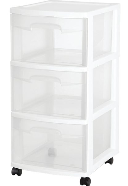 Sterilite 28308002 Drawer Cart Medium Capacity White Clear Plastic