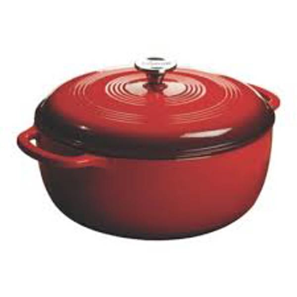 Lodge MFG CO EC7D43 Dutch Oven 7.5 Qt Red Enamel Cast Iron