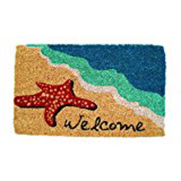 Entryways 931S Hand Woven Coir Doormat 18x30 Starfish Welcome