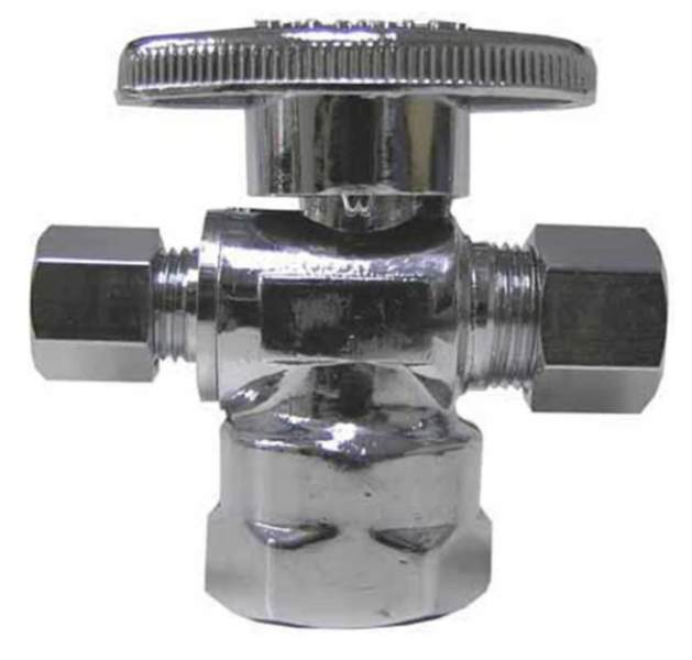 Plumb Pak PP20056LF Stop Valve 1/2 Inch By 3/8 Inch By 1/4 Inch Brass For Plumbing Applications