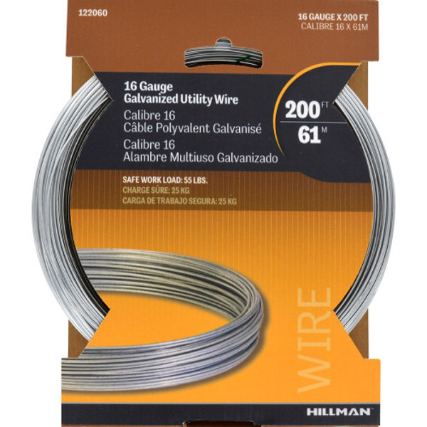 Hillman Group 122060 Galvanized Wire 16 Gauge 200 Ft Solid