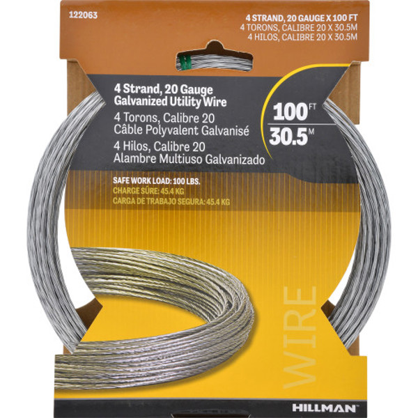 Hillman Group 122063 Galvanized Steel Wire 4 Gal 100 Ft Pack