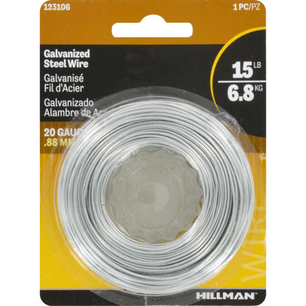 Hillman Group 123106 Single Coil Galvanized Wire 20 Gauge 175 Ft
