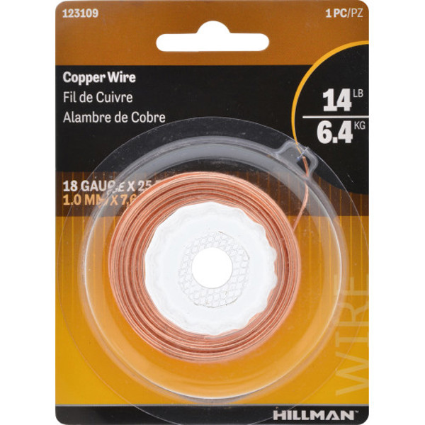 Hillman Group 123109 Copper Wire 25 Ft 18 Gauge Display Package