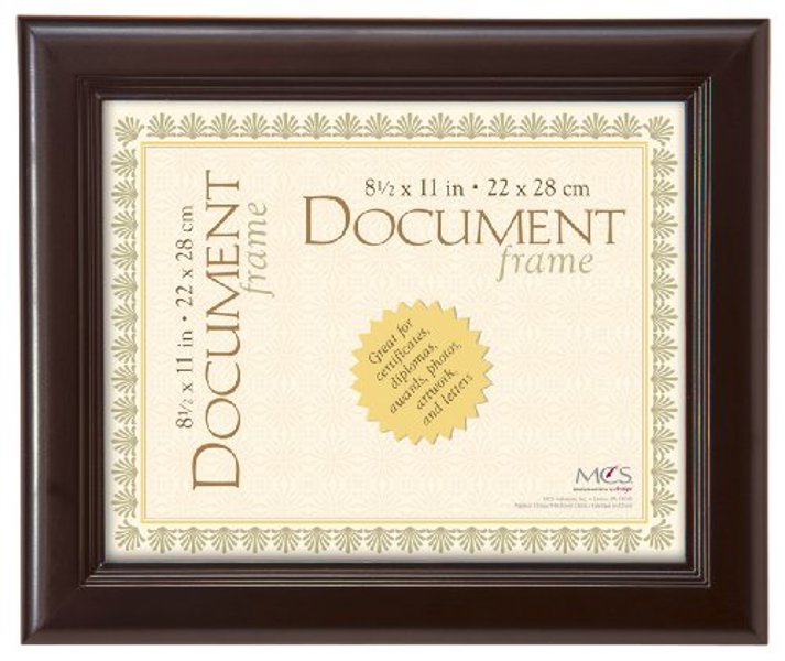 MCS FRAMES 69317-9 Walnut Document Frame 8.5 X 11 Brown