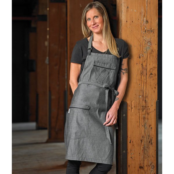 Mercer Culinary M63200BKD Bib Apron Denim Flannery Black Denim