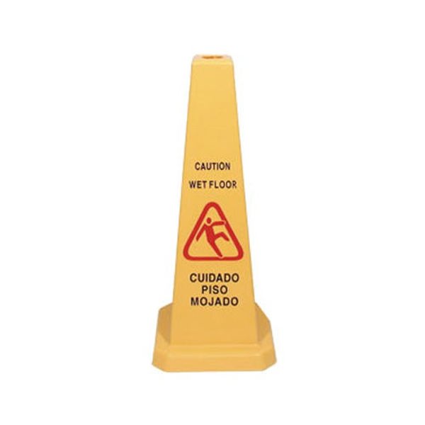 Wincorp WCS27T Wet Floor Sign Cone Shaped Yellow Durable Plastic Safety Sign